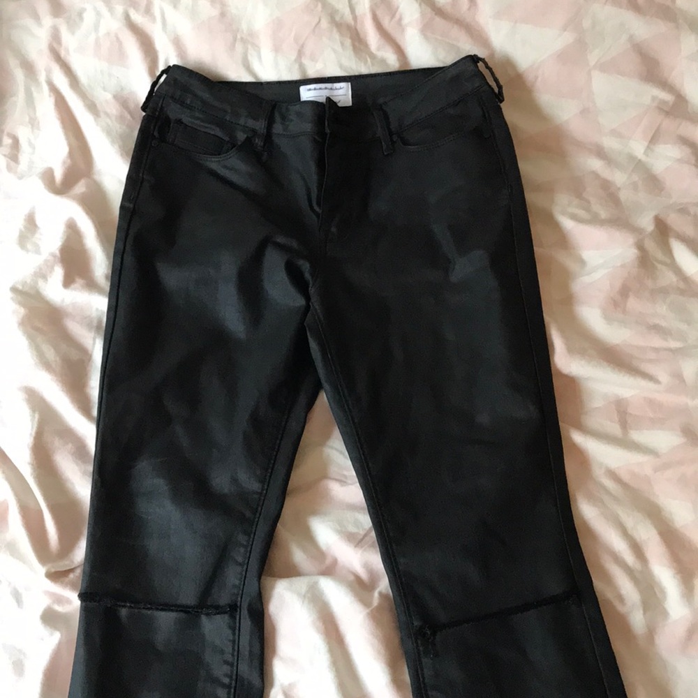 Waxed feel dark jeans